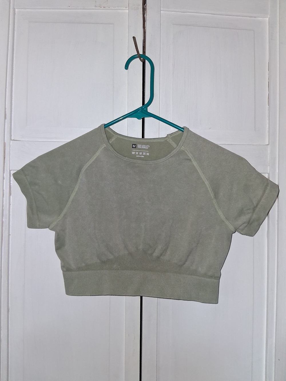 Women's Cropped Short Sleeve Top - Sage Green